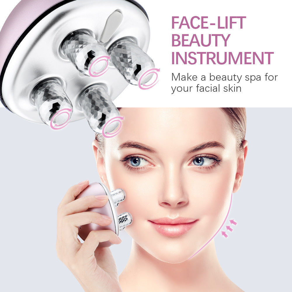 Electric face-lift beauty instrument with roller massage for smoother, rejuvenated skin.